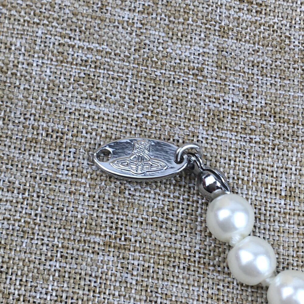 BRAND NEW Vivienne westwood Silver Orb Pearl Choker Necklace - Picture 5 of 8